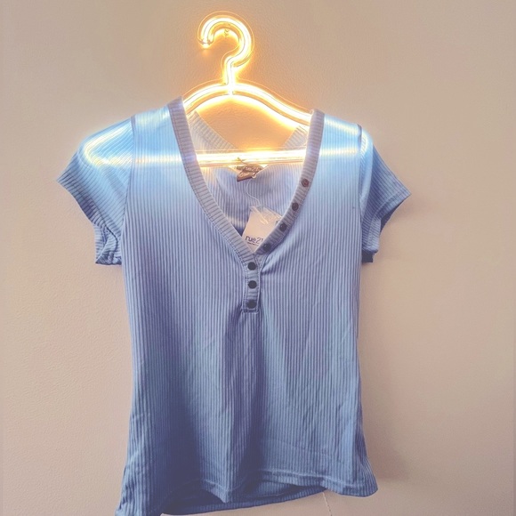 Rue21 | Tops | Nwt Rue 2 Blue Shirt Button Up Top Basic Summer Layering ...